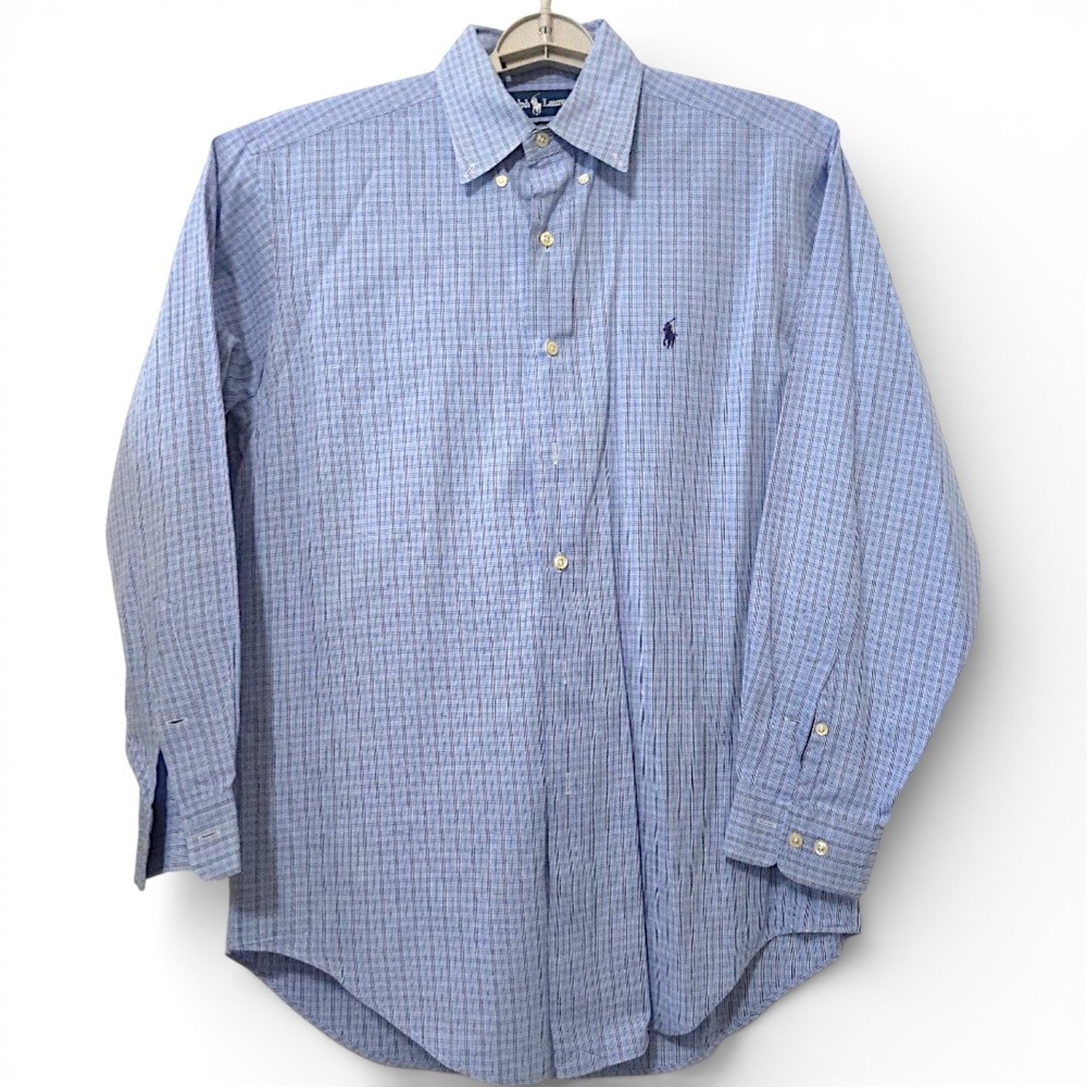 Ralph Lauren Business Check Button Down Cotton Office 15 32/33 Mens Long Sleeve